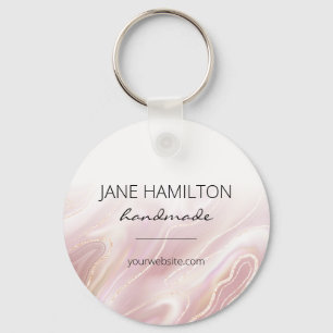 Pink Gold Glitter Marble Key Ring