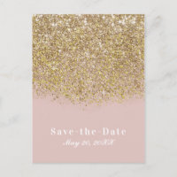 Pink & Gold Glitter Modern Glam Save the Date