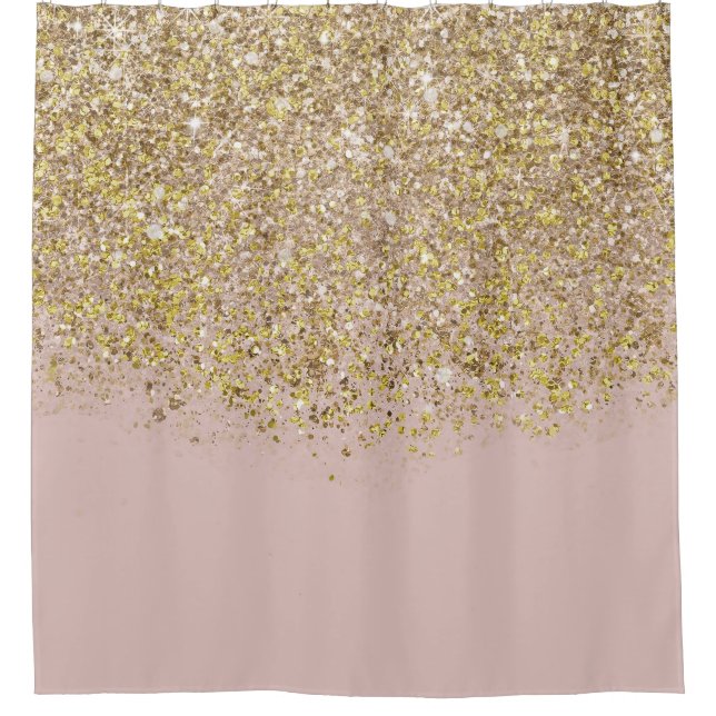 Pink & Gold Glitter Modern Trendy Glam Chic Trendy Shower Curtain (Front)