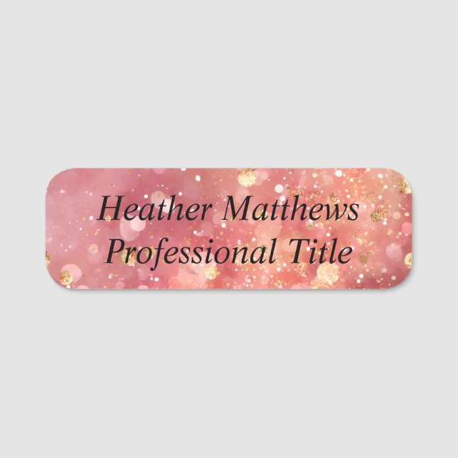 Pink & Gold Glitter  Name Tag (Front)