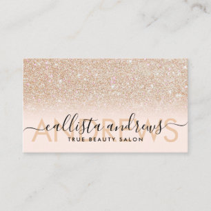 Pink Gold Glitter Ombre Makeup Hair Salon Business Card