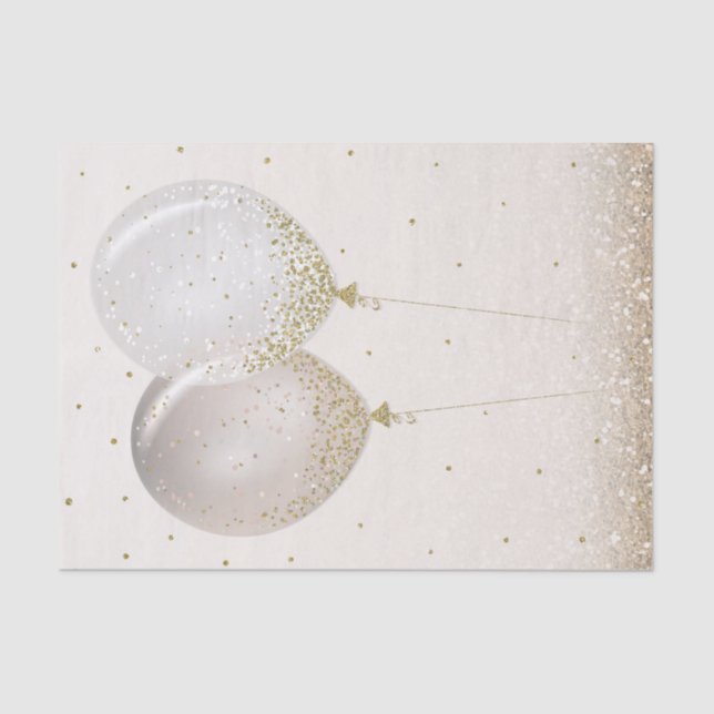 Pink Gold Glitter Party Balloons Sparkly Tissue Paper (Front)