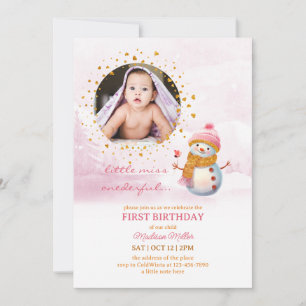 Pink Gold Glitter Photo Kids Birthday Invitation