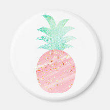 Pink & Gold Glitter Pineapple Magnet