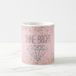 Pink Gold Glitter Silver Diamond Shine Bright Coffee Mug