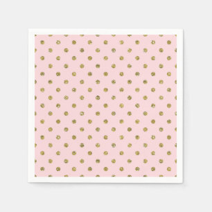 Pink & Gold Glitter Sparkle Polka Dots Chic Party Napkin