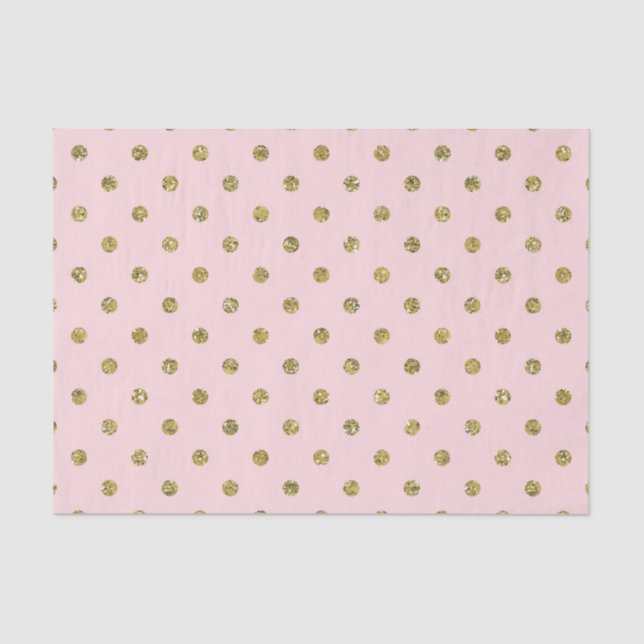 Pink & Gold Glitter Sparkle Polka Dots Chic Party Tissue Paper (Front)