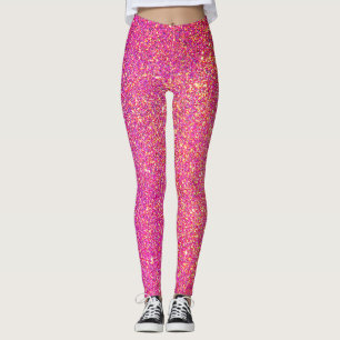 Pink Gold Glitter Sparkly Ombre Modern Stylish Leggings