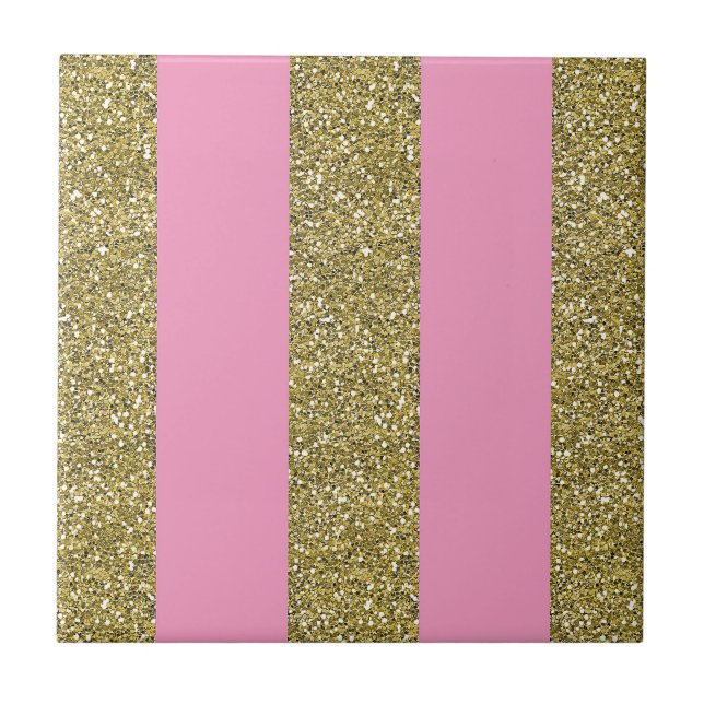 Pink & Gold Glitter Tile (Front)