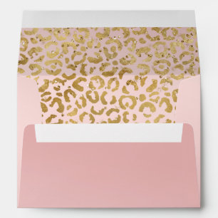 Pink Gold Glitz Sparkle Leopard Print Envelope