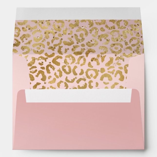 Pink Gold Glitz Sparkle Leopard Print Envelope (Back (Bottom))
