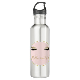 Pink Gold Glitzy Black Eyelashes 710 Ml Water Bottle
