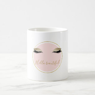 Pink Gold Glitzy Black Eyelashes Coffee Mug