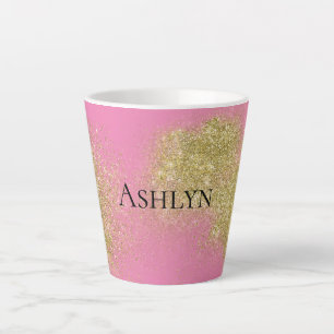 Pink Gold Glitzy Glitter   Latte Mug