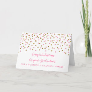 Pink Gold Granddaughter Congratulations Graduation Card