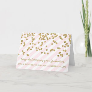 Pink Gold Granddaughter in Law Graduation Card