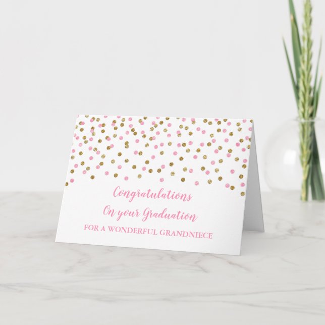 Pink Gold Grandniece Congratulations Graduation Card (Front)