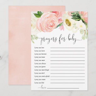 Pink gold greenery floral Prayers for Baby Card