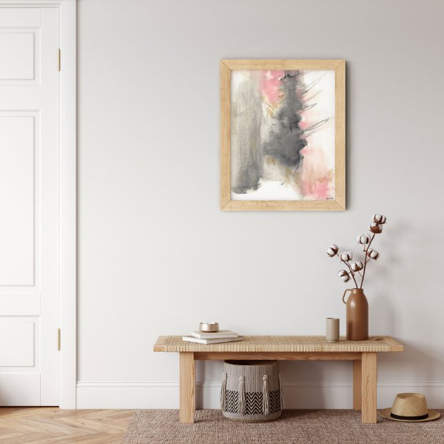 Pink, Gold, Grey Abstract Modern Painted Art Poster (Creator Uploaded)