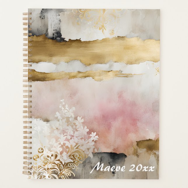 Pink Gold Grey Wabi Sabi Planner (Front)