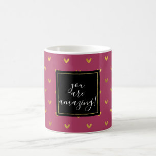 Pink Gold Hearts Coffee Mug