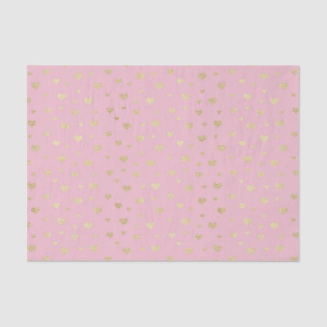 Pink Gold Hearts (Design 70 Pink Series) Tissue Paper (Front)