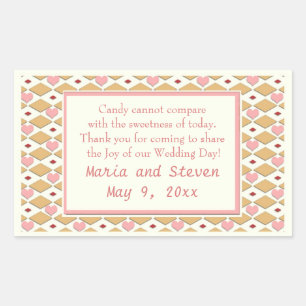 Pink Gold Hearts Rectangular Candy Buffet Stickers