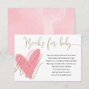 Pink gold hearts valentines girl books for baby enclosure card