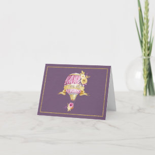 Pink+Gold Hot Air Balloon "Thank You" Thank You Card