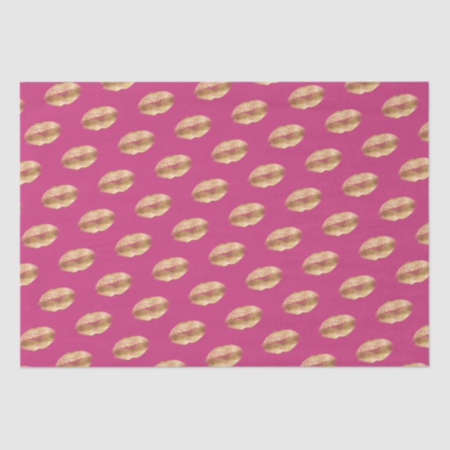 Pink Gold Kiss Lips Tissue Paper (Front)