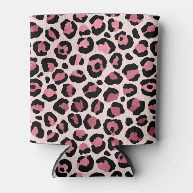 Pink & Gold Leopard Animal Print, Leopard Gift Can Cooler (Front)