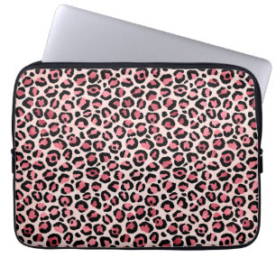 Pink & Gold Leopard Animal Print, Leopard Gift Laptop Sleeve