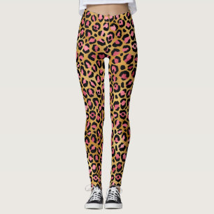 Pink & Gold Leopard Animal Print, Leopard Gift Leggings