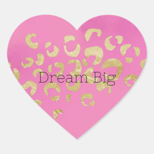 Pink Gold Leopard Heart Sticker