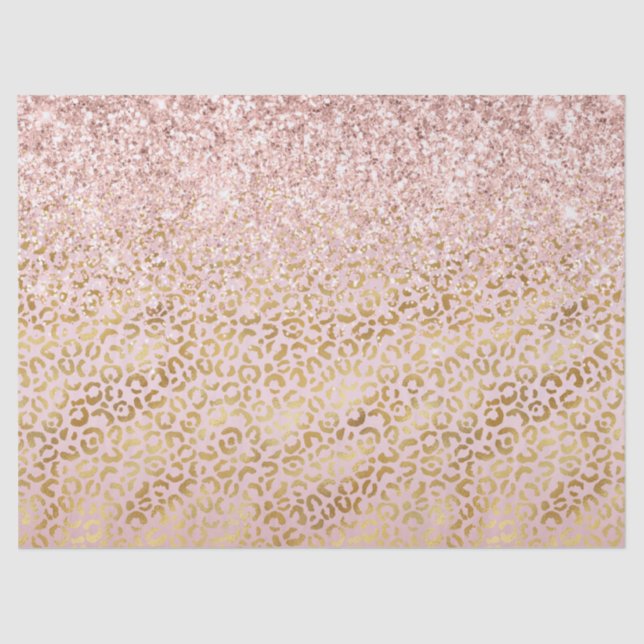Pink Gold Leopard Print Blush Glitter     Tissue Paper (Front)