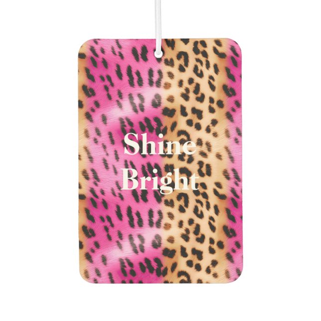 Pink Gold Leopard Print Car Air Freshener (Front)