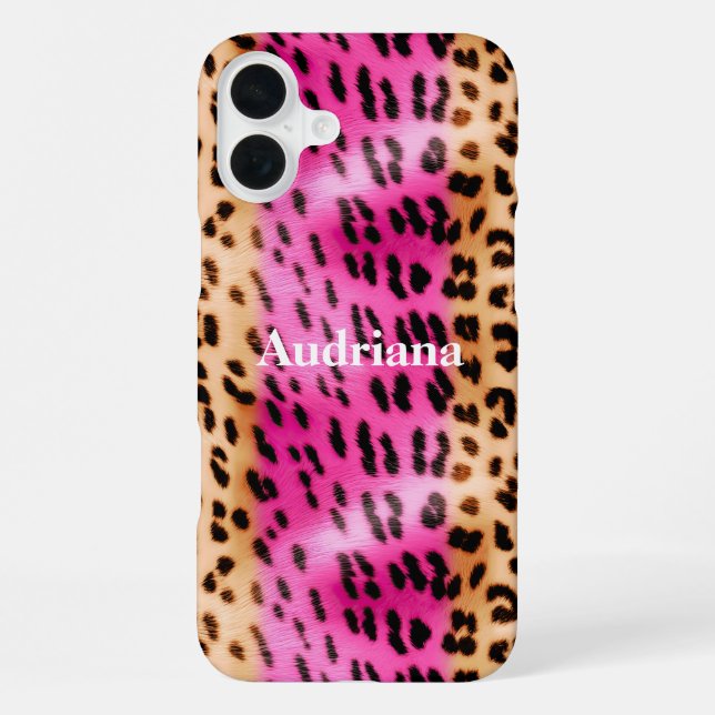Pink Gold Leopard Print iPhone Case (Back)