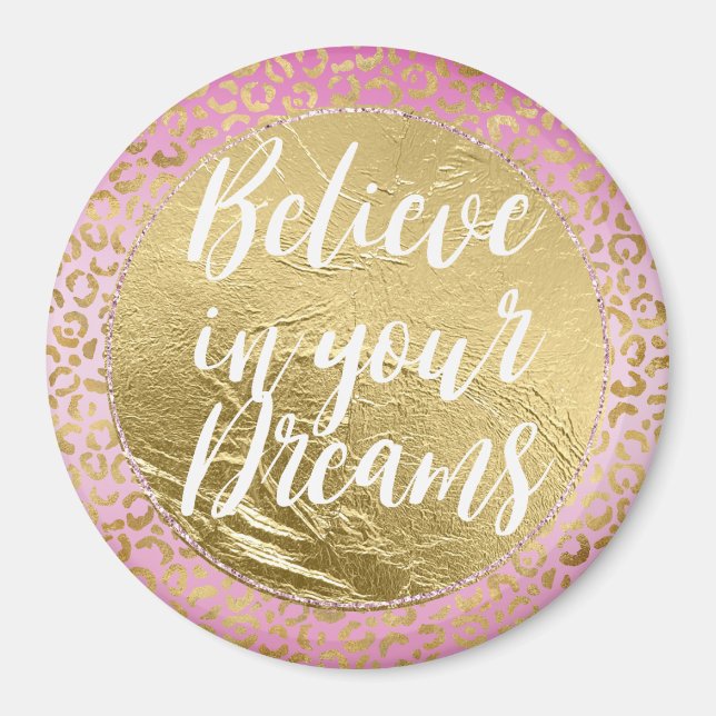 Pink Gold Leopard Print            Magnet (Front)