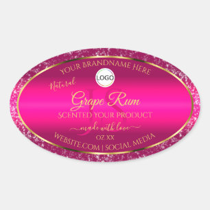 Pink Gold Logo and Initials Glitter Product Labels
