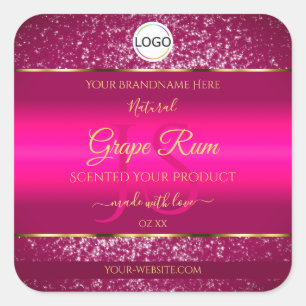 Pink Gold Logo and Initials Glitter Product Labels