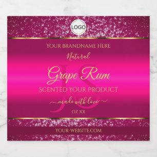 Pink Gold Logo and Initials Glitter Product Labels