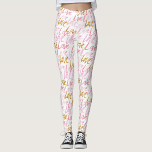 Pink & Gold LOVE Women's Leggings