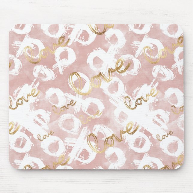 Pink Gold Love XO Mouse Mat (Front)