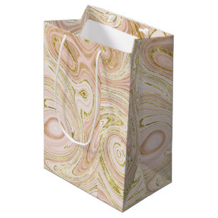 Pink Gold Marble Abstract Background Medium Gift Bag
