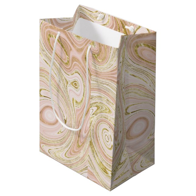 Pink Gold Marble Abstract Background Medium Gift Bag (Front Angled)