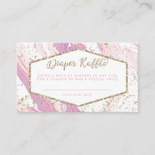 Pink & Gold Marble Diaper Raffle Enclosure Card