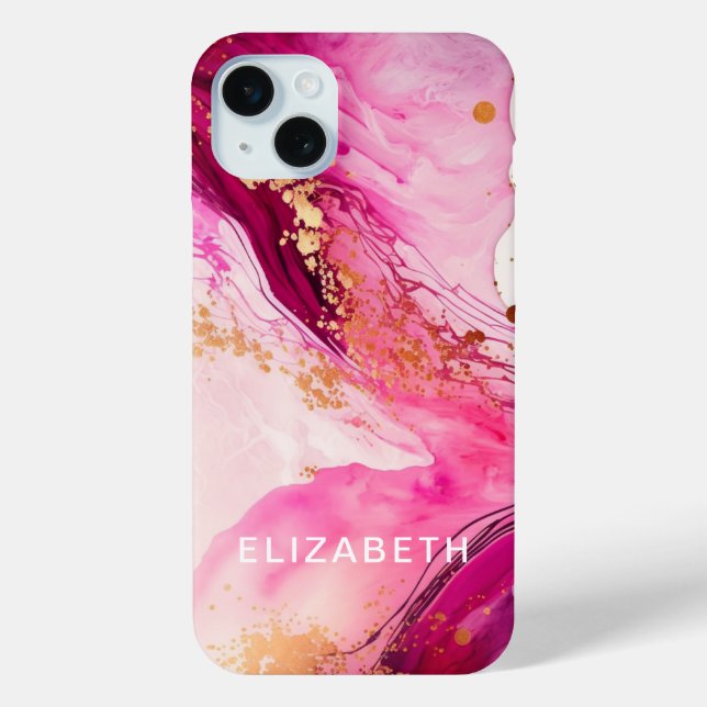 pink gold marble glitter personalized name  Case-Mate iPhone case (Back)