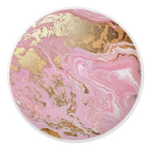 Pink Gold Marble Pattern Ceramic Knob