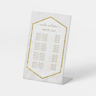 Pink Gold Marble Price List Menu Pedestal Sign