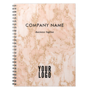 Pink Gold Marble Promotional Business Logo Notebook
